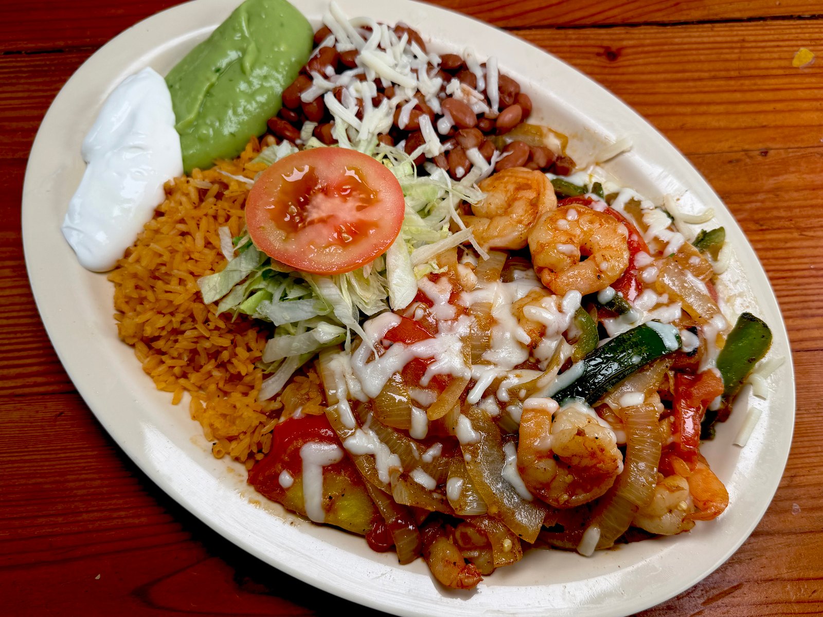 Ranchero Shrimp Plate — authentic Mexican food at Los Periquitos Market and Taqueria Santa Cruz CA